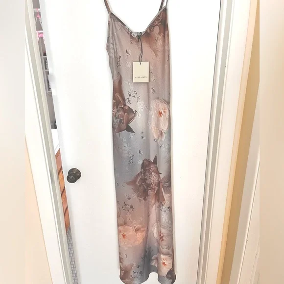 Price firm $220 NWT ALLSAINTS Bryony Maxi Dress in Bloom Soft Blue 2 - Picture 3 of 8